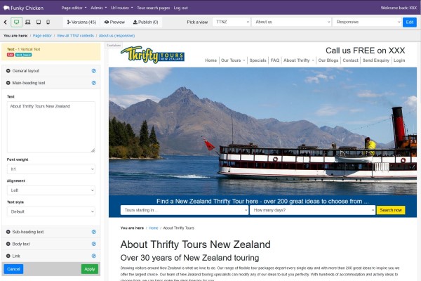 content management screen shot